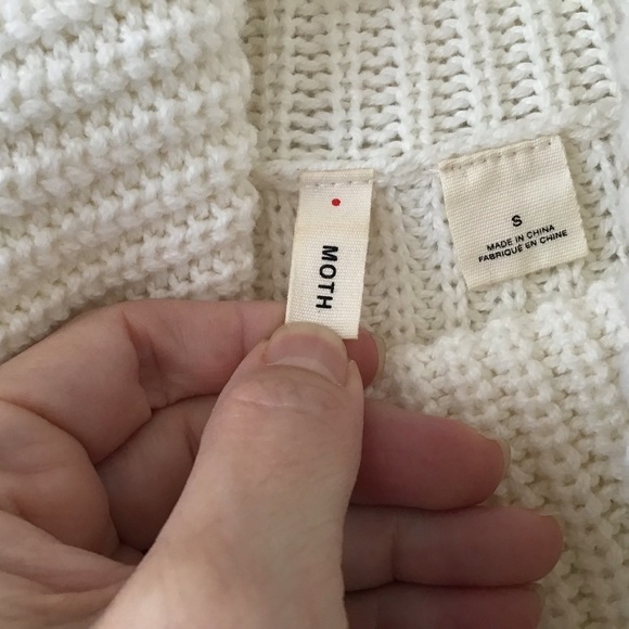 Anthropologie Moth High Low Hem Cowl Neck Knit Ivory Wool Blend Sweater - Picture 10 of 11